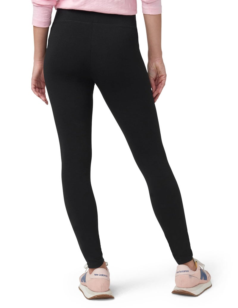HUE Women's Ultra Soft Cotton Leggings with Wide Waistband, Full and Capri Length, Black, Small - Image 2