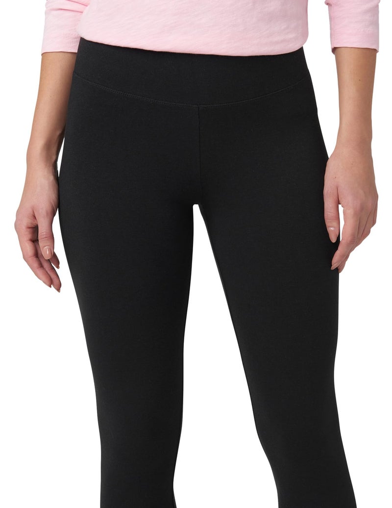 HUE Women's Ultra Soft Cotton Leggings with Wide Waistband, Full and Capri Length, Black, Small - Image 4