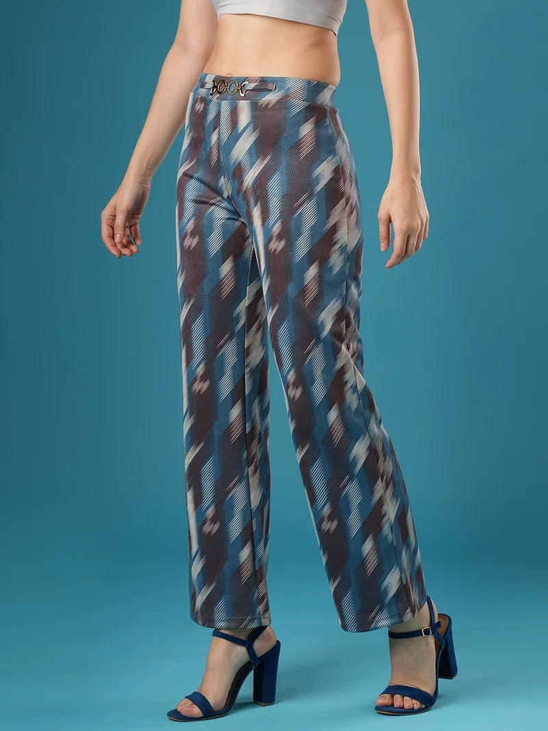 globus Globus Women Hazzy Printed Mid Rise Stretchable Straight Fit Treggings