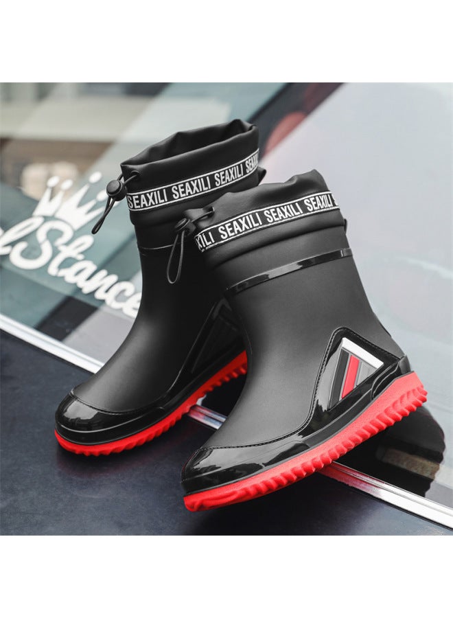 New Men's And Women's Water Shoes Casual Thick-soled Non-slip Beam Warm Rain Shoes Fishing Kitchen Car Wash Men's Rubber Shoes