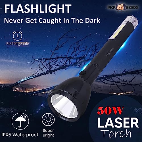 Pick Ur Needs 50W Long Range LED Torch Rechargeable Home Emergency Search Light - Image 5