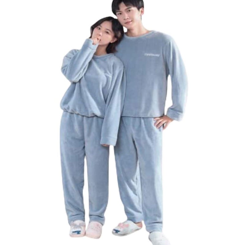 Ukal Women and Men's Wool Blend & Fleece Fur, core Velvet Full Length Winter Nightwear Pajama and top Set Free Size (Blue) - Image 4
