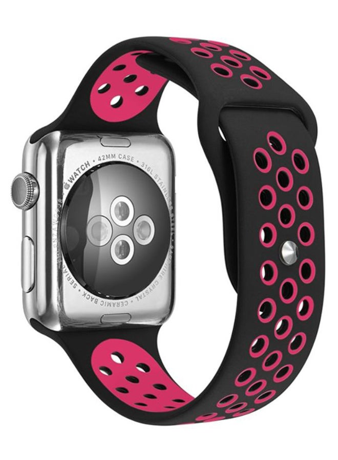 Perfii Dot Replacement Band For Apple Watch Series 5/4/3/2/1 Black/Pink - Image 1