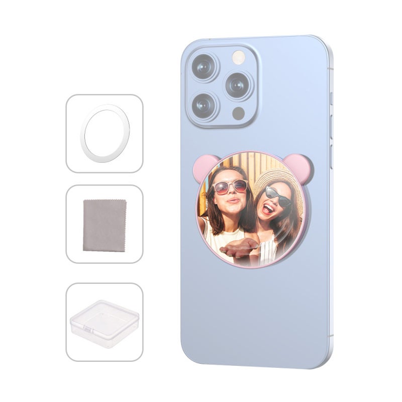 Magnetic Phone Selfie Mirror: 2.2-Inch Pink Mirror - Strong Secure Attachment, Broad Phone Compatibility, Improved Selfie Quality for Back Camera Vloggers & Smartphone Users - Image 1