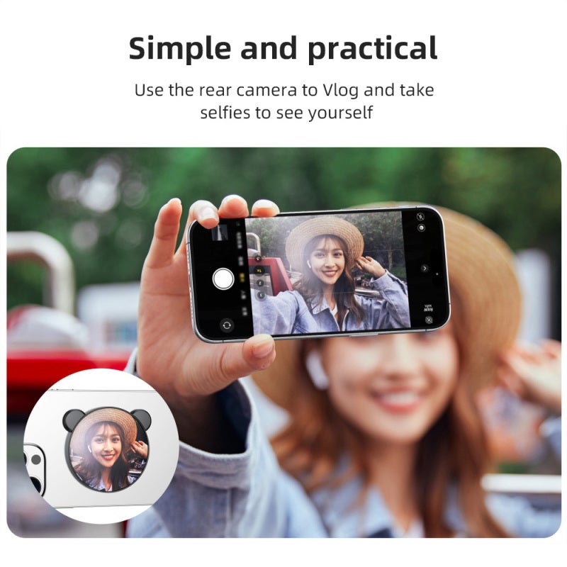 Magnetic Phone Selfie Mirror: 2.2-Inch Pink Mirror - Strong Secure Attachment, Broad Phone Compatibility, Improved Selfie Quality for Back Camera Vloggers & Smartphone Users - Image 2