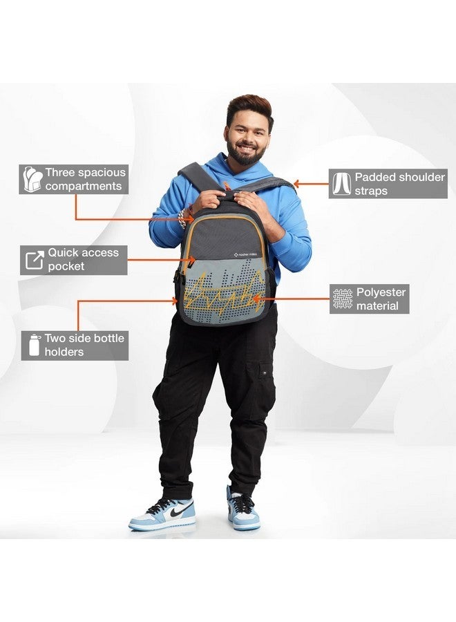 Nasher Miles Pulse Backpack With Raincover for Men & Women |3 compartment/Casual/College Bag | Grey, 45L - Image 3