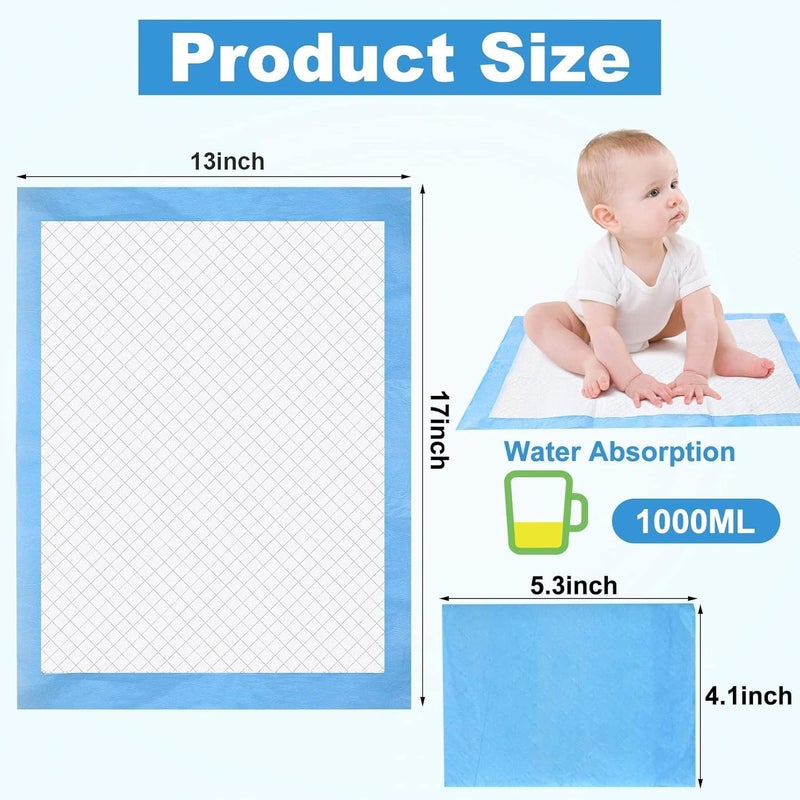 Bgtecho 100 Pack Disposable Changing Pads, 17 X 13 Inch Disposable Pads for Baby, Waterproof Diaper Changing Pad, Leak-Proof Breathable Underpads, Table Protector Mat, Baby Underpads Liner,Ultra Absorbent - Image 3