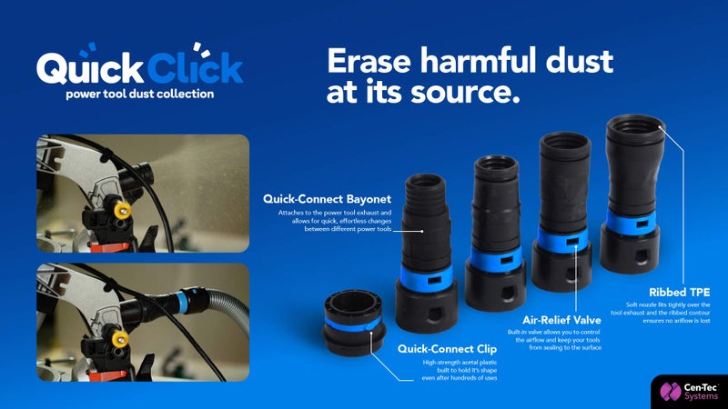 Cen-Tec Systems Quick Click Expanded Multi-Brand Power Tool Adapter Set for Dust Collection - Image 3