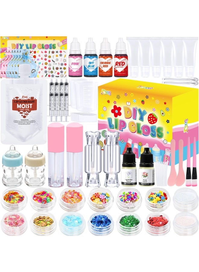 Jcoos Lip Gloss Making Kit 73PCS Fun Make Your Own Lip Gloss Kit Kids Beginner Lipgloss Sets for Girls DIY Lipstick Set Moisturizing Lip Oil Base Gifts for Tween Girls Teens Daughters Women - Image 2