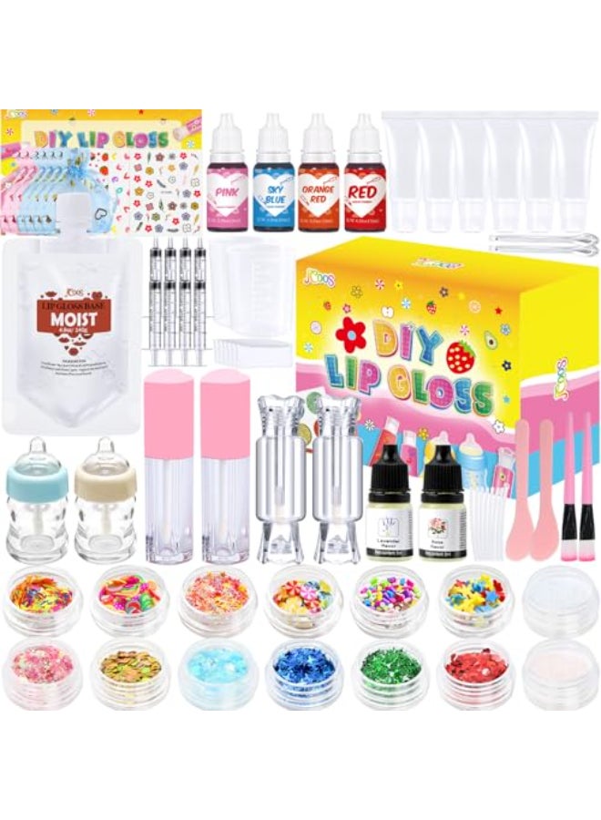 Jcoos Lip Gloss Making Kit 73PCS Fun Make Your Own Lip Gloss Kit Kids Beginner Lipgloss Sets for Girls DIY Lipstick Set Moisturizing Lip Oil Base Gifts for Tween Girls Teens Daughters Women - Image 1