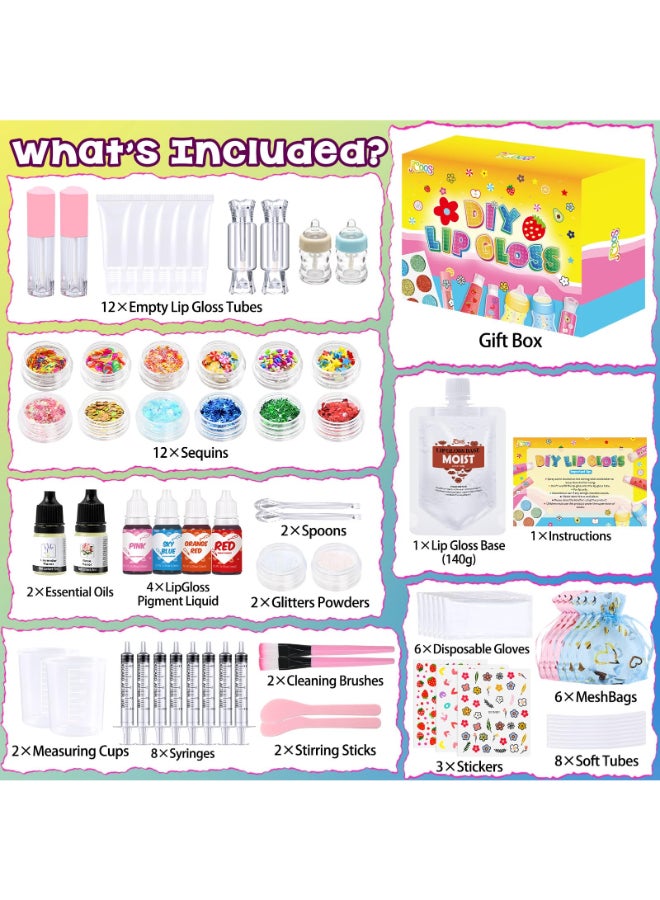 Jcoos Lip Gloss Making Kit 73PCS Fun Make Your Own Lip Gloss Kit Kids Beginner Lipgloss Sets for Girls DIY Lipstick Set Moisturizing Lip Oil Base Gifts for Tween Girls Teens Daughters Women - Image 4