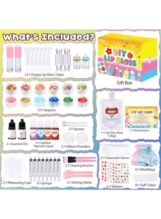 Jcoos Lip Gloss Making Kit 73PCS Fun Make Your Own Lip Gloss Kit Kids Beginner Lipgloss Sets for Girls DIY Lipstick Set Moisturizing Lip Oil Base Gifts for Tween Girls Teens Daughters Women - Image 3