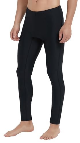 Ubestyle UPF 50+ Men's Active Surfing Water Leggings Swim Pants Swim Tights Beach Pants Sun Protective Black (U3006BLACKS) - Image 1