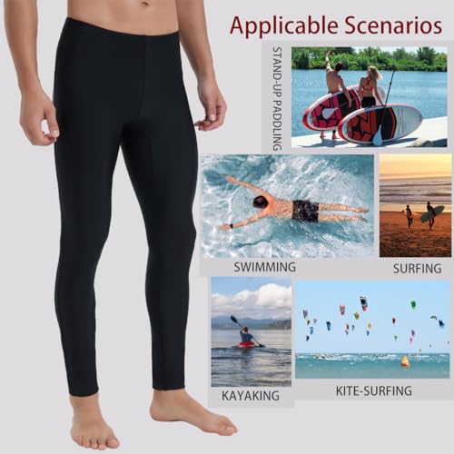Ubestyle UPF 50+ Men's Active Surfing Water Leggings Swim Pants Swim Tights Beach Pants Sun Protective Black (U3006BLACKS) - Image 4
