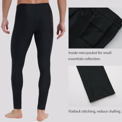 Ubestyle UPF 50+ Men's Active Surfing Water Leggings Swim Pants Swim Tights Beach Pants Sun Protective Black (U3006BLACKS) - Image 3