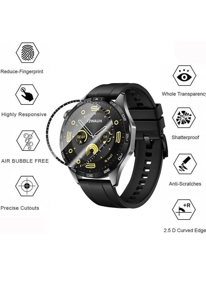 واقيات شاشة متوافقة مع ساعة هواوي GT 5 مقاس 46 مم، واقي شاشة كامل ثلاثي الأبعاد، مضاد للخدش/الفقاعات/بصمات الأصابع، واقي شاشة عالي الدقة - Image 2