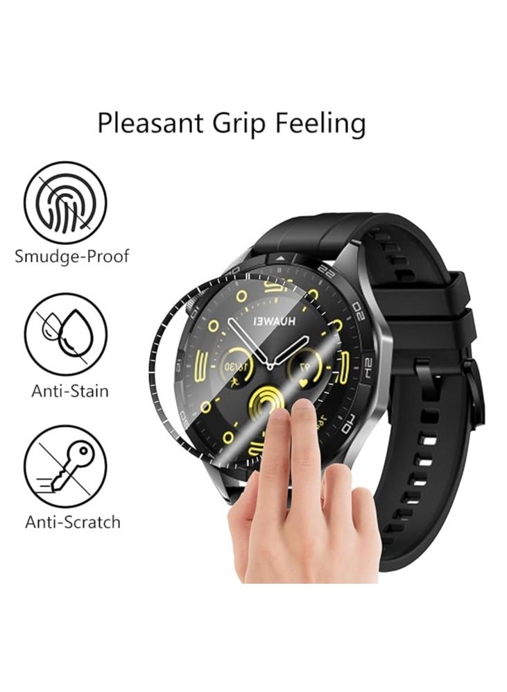 واقيات شاشة متوافقة مع ساعة هواوي GT 5 مقاس 46 مم، واقي شاشة كامل ثلاثي الأبعاد، مضاد للخدش/الفقاعات/بصمات الأصابع، واقي شاشة عالي الدقة - Image 3