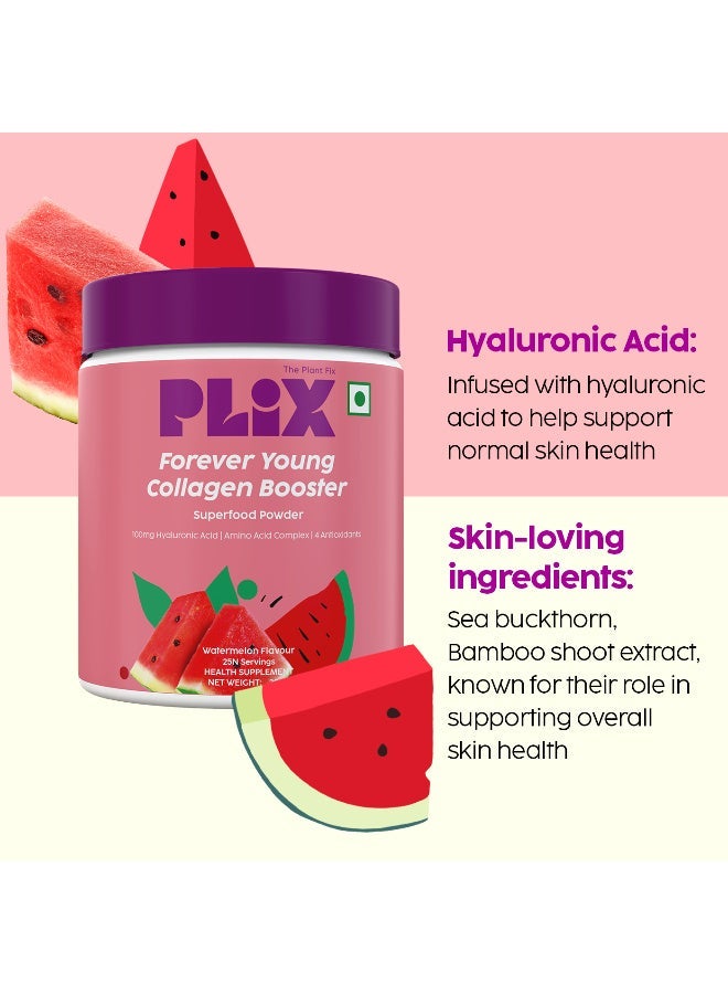 PLIX THE PLANT FIX Plant-Based Collagen Powder With Hyaluronic Acid For Radiant Skin - Watermelon Flavor, 400g- 50 Servings - Pack Of 2 - Image 5