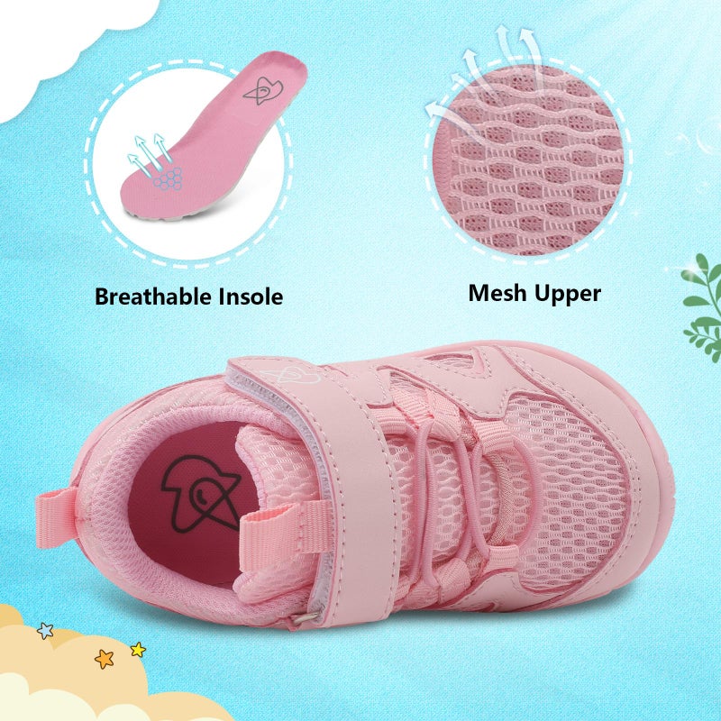 LeIsfIt Baby Shoes Boys Girls First Walking Shoes Non-Slip Toddler Breathable Sneakers Infant Sneakers Pink 12-18 Months - Image 2