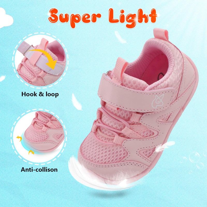 LeIsfIt Baby Shoes Boys Girls First Walking Shoes Non-Slip Toddler Breathable Sneakers Infant Sneakers Pink 12-18 Months - Image 5