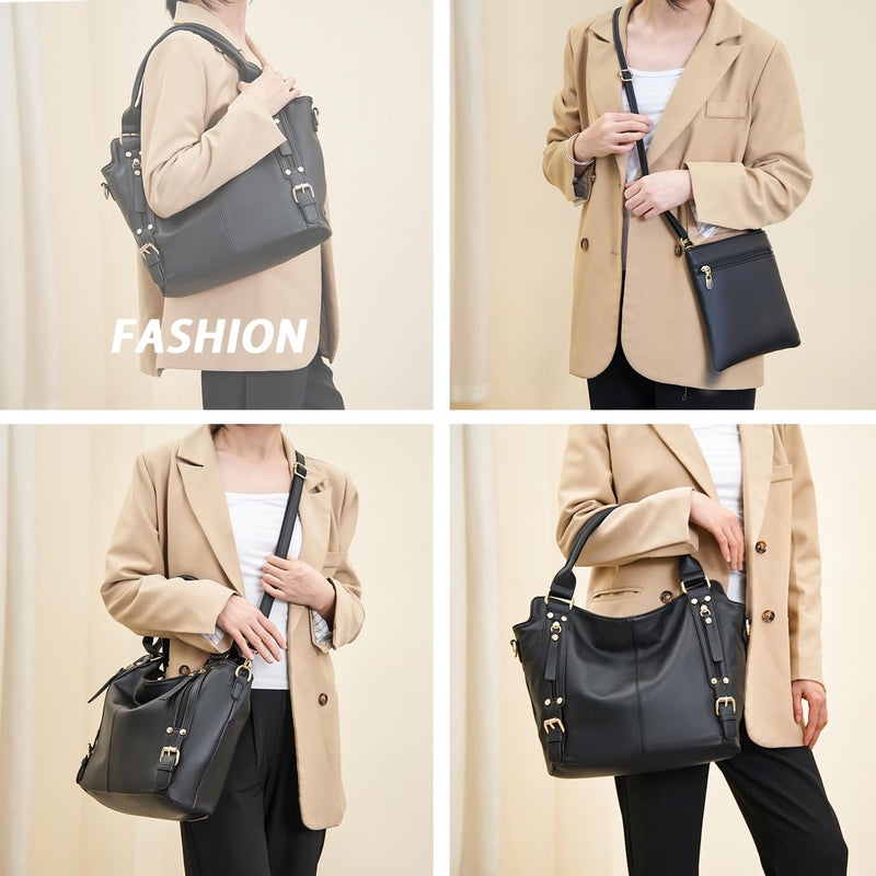 Soperwillton Purses for Women Large Shoulder Handbag Tote PU Leather Hobo Crossbody Bag Ladies Wallet Set 4pcs - Image 2