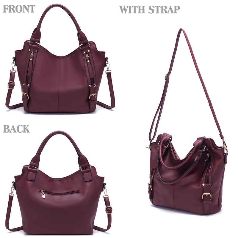 Soperwillton Purses for Women Large Shoulder Handbag Tote PU Leather Hobo Crossbody Bag Ladies Wallet Set 4pcs - Image 3