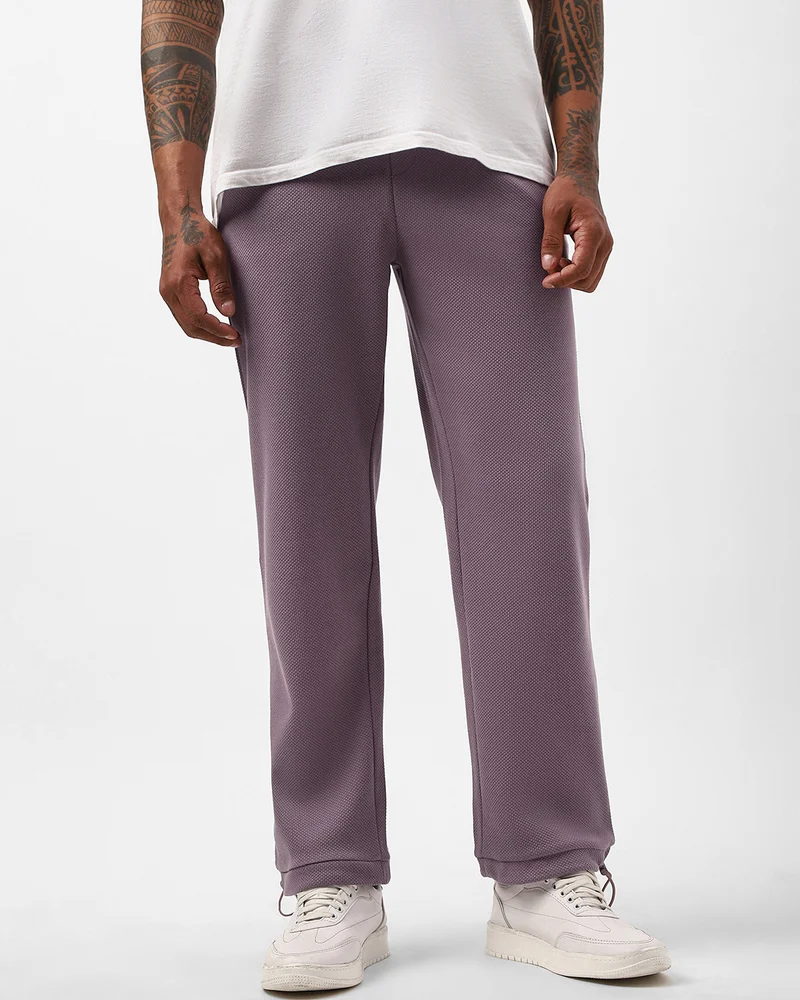 bewakoof Bewakoof Heavy Duty 1.0 Men's Purple Textured Oversized Parachute Pants
