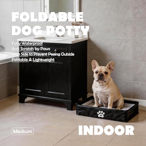 MEEXPAWS Dog Pee Pad Holder Tray Foldable, Puppy Pad Holder Liner Base High Side, Dog Litter Box Indoor for 22’’x22’’ Pee Pads, Training Pad Holder Leak-Proof, Potty Pad Holder for Dogs Easy Clean - Image 2