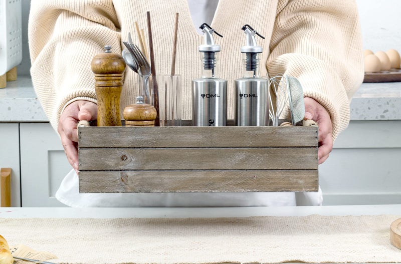 TIMRIS Rustic Wooden Toilet Paper Holder, Farmhouse Bathroom Decor, Toilet Tank Basket, Decorative Storage Container (Rustic Gray) - Image 4