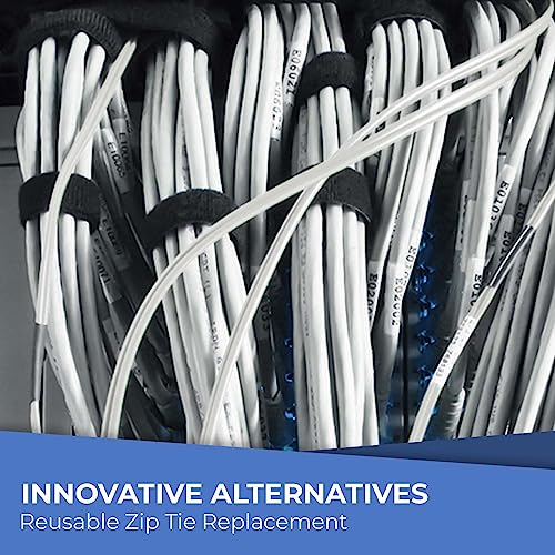 Starument Hook and Loop Cable Ties (8 x 1/2 inch, 100-pack), Premium Industrial Grade and Reusable Fastening Cord Straps for Home, Office and Outdoors, Black - Image 5
