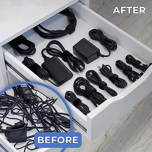 Starument Hook and Loop Cable Ties (8 x 1/2 inch, 100-pack), Premium Industrial Grade and Reusable Fastening Cord Straps for Home, Office and Outdoors, Black - Image 3