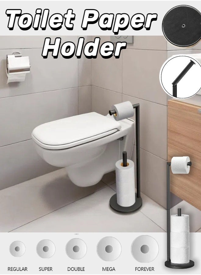 Generic - Freestanding Bathroom Spare Toilet Paper Holder, Holds 3-4 Rolls of Toilet Paper, Rustproof Black Stainless Steel, Floor Standing - Image 1