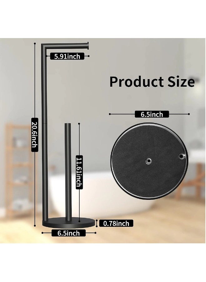 Generic - Freestanding Bathroom Spare Toilet Paper Holder, Holds 3-4 Rolls of Toilet Paper, Rustproof Black Stainless Steel, Floor Standing - Image 1