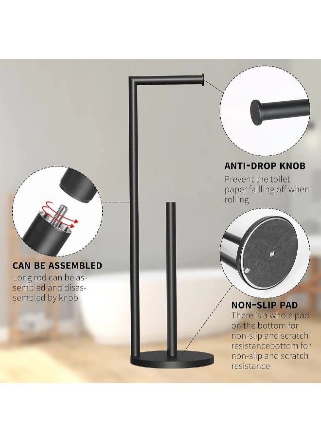 Generic - Freestanding Bathroom Spare Toilet Paper Holder, Holds 3-4 Rolls of Toilet Paper, Rustproof Black Stainless Steel, Floor Standing - Image 1