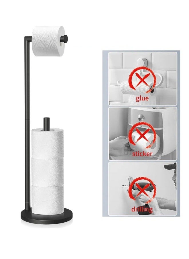 Generic - Freestanding Bathroom Spare Toilet Paper Holder, Holds 3-4 Rolls of Toilet Paper, Rustproof Black Stainless Steel, Floor Standing - Image 1