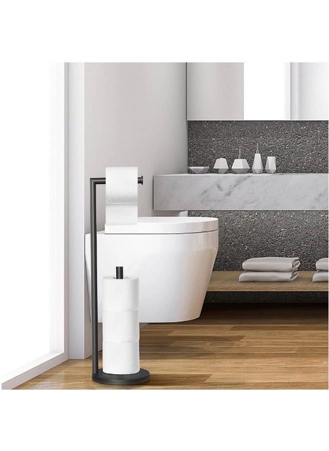 Generic - Freestanding Bathroom Spare Toilet Paper Holder, Holds 3-4 Rolls of Toilet Paper, Rustproof Black Stainless Steel, Floor Standing - Image 1