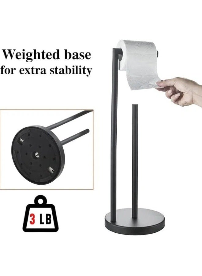 Generic - Freestanding Bathroom Spare Toilet Paper Holder, Holds 3-4 Rolls of Toilet Paper, Rustproof Black Stainless Steel, Floor Standing - Image 1