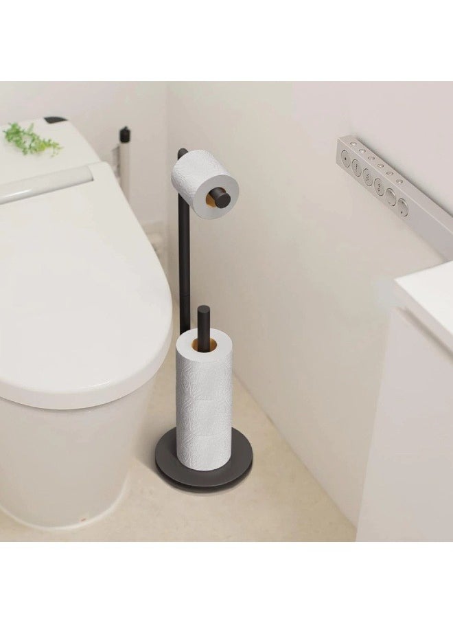 Generic - Freestanding Bathroom Spare Toilet Paper Holder, Holds 3-4 Rolls of Toilet Paper, Rustproof Black Stainless Steel, Floor Standing - Image 1