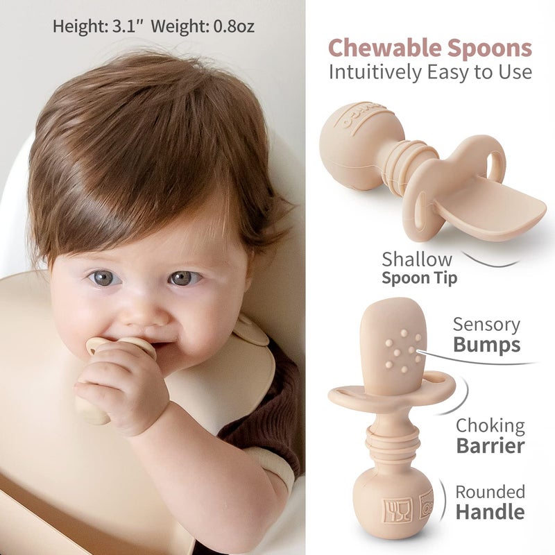 SAMiGO Silicone Baby Feeding Set, Suction Plate Bowl Set, Self Feeding Spoons, Bib, Cup, Baby Led Weaning Supplies, First Stage Feeding Essentials, Food Eating Utensils, 6+ Months - Image 5