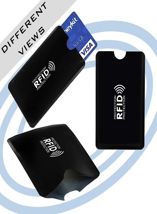 iParn Unisex Rfid Card Sleeve Cover For Atm Debit Credit Card Sleeves- 6 Pcs - Black - Image 2