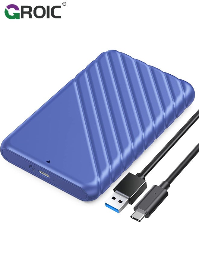 GROIC 2.5 Inch Hard Drive Blue Enclosure USB 3.0 to SATA 5Gbps for 7-9.5mm SSD HDD External Hard Drive Disk Case Support UASP Trim Tool - Image 1