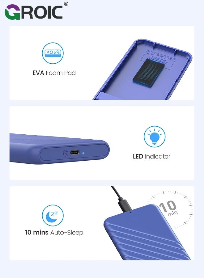 GROIC 2.5 Inch Hard Drive Blue Enclosure USB 3.0 to SATA 5Gbps for 7-9.5mm SSD HDD External Hard Drive Disk Case Support UASP Trim Tool - Image 2