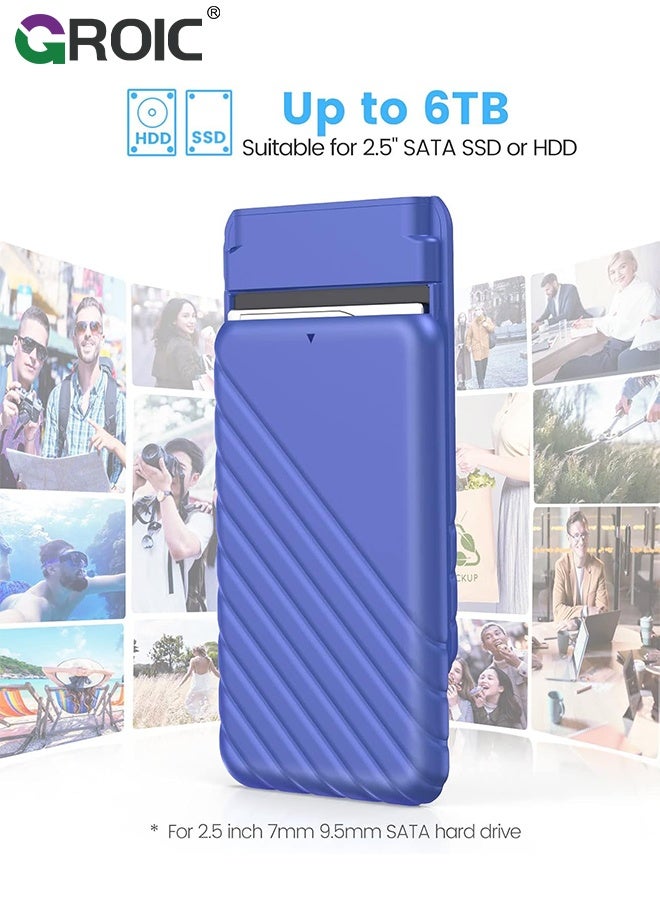 GROIC 2.5 Inch Hard Drive Blue Enclosure USB 3.0 to SATA 5Gbps for 7-9.5mm SSD HDD External Hard Drive Disk Case Support UASP Trim Tool - Image 4