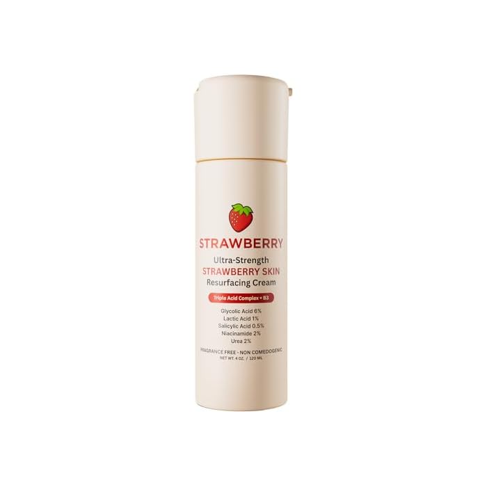 Strawberry® Resurfacing Cream for Keratosis Pilaris - KP Bump Eraser for Strawberry Skin - Exfoliating Lotion with Glycolic, Lactic & Salicylic Acid - Remover for Rough & Bumpy Skin 4 oz