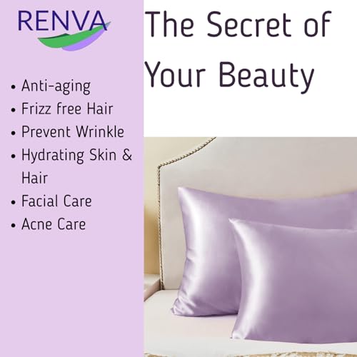Renva Set of 2 Satin Silk Pillowcase for Hair and Skin Standard Size 18"X 28" with Soft Breathable Smooth Cooling Pillow Covers for Sleeping (2, Rose) - Image 4