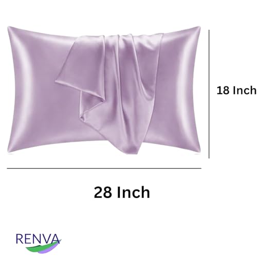 Renva Set of 2 Satin Silk Pillowcase for Hair and Skin Standard Size 18"X 28" with Soft Breathable Smooth Cooling Pillow Covers for Sleeping (2, Rose) - Image 2