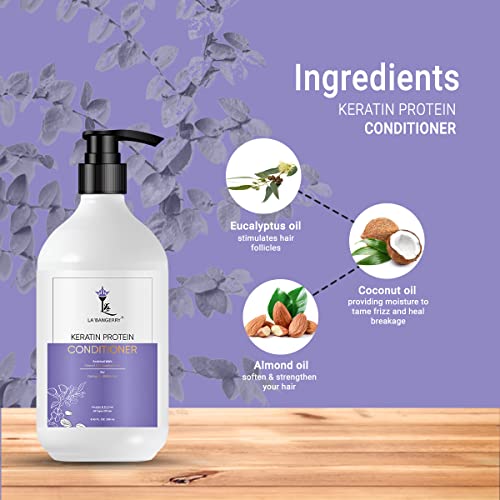 LA'BANGERRY Keratin Protein Conditioner | Smoothens & Hydrates Dry Frizzy Hair | For Shiny, Straight Hair | Sulfate & Paraben Free (250ml) - Image 4