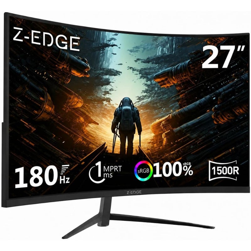 Z-Edge 27 Inch Curved Gaming Monitor 180Hz Refresh Rate 1500R Curvature 1ms Response Time VA Panel 350 cd/m Brightness FHD Resolution For Gaming Home Office - Image 1