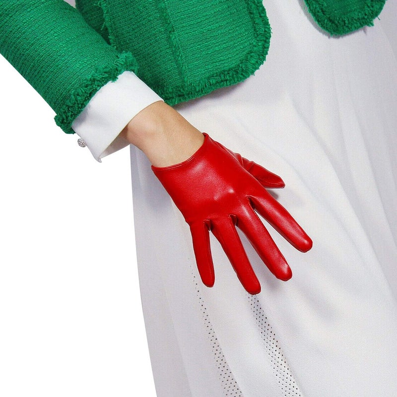 DooWay Women's Short Leather Gloves 16CM Half Palm Faux Lambskin PU for Evening Fashion Costume Car Motor Driving - Image 4