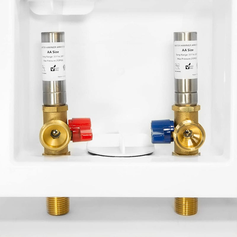 EFIELD Washing Machine Outlet Box with Center Drain 12 inch x 34 inch MHT 12 Inch Sweat Connection MIP with Stainless Steel Water Hammer ArrestorWM006